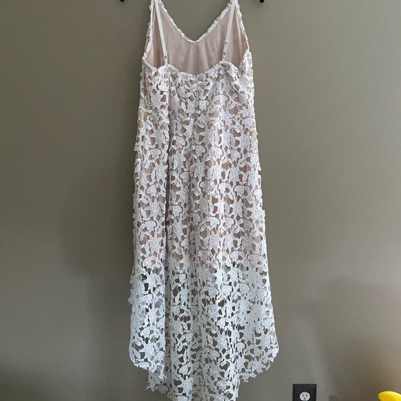 High low lace nude illusion dress with adjustable straps - Picture 2 of 3